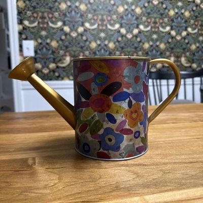 MacKENZIE CHILDS AVANT GARDEN WATERING PAIL Galvanized Metal Multicolor Floral - Image 1 of 4