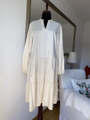 UP2 Fashion Kleid Tunika Leinen Ecovero Rüschen Boho Blogger Gr S wie Neu - Bild 1 von 4