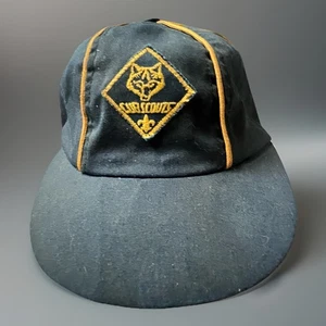 Vintage Cub Scout Navy Blue Yellow Hat Boys Child Snap Back 1970’s - Picture 1 of 7