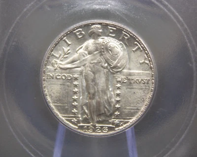 1926 "P" Standing Liberty SILVER Quarter SLQ 25c ICG MS62 #704 Unc ECC&C, Inc. - Image 1 of 4