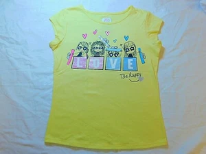 365 Kids Girls Short Sleeve Tee Shirt Size 5 Presents Love be Happy Fun Yellow - Picture 1 of 1