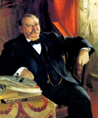 GROVER CLEVELAND PRESIDENTE DE ESTADOS UNIDOS RETRATO PINTURA AMERICANA repro Foto 1 de 3