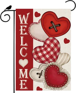 Welcome Valentines Day Romantic Love Hearts Garden Flag Yard Flag 12X18 Inch Dou - Picture 1 of 12