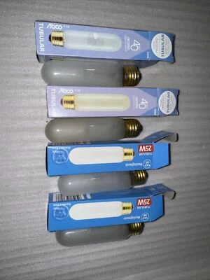 Westinghouse 03897 25W  & ABCO 03849 40W 25T10 Lightbulb Tubular 4Pc Std Base - Image 1 of 2