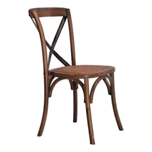 BELMONT BLACK CROSS-BACK RATTAN DINING CHAIR SOLID ELM TIMBER MEDIUM HONEY - Picture 1 of 3