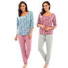 Ladies Soft Handle Jersey Summer Holiday Pyjama Set Styled Floral Printed Top