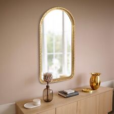 Decorative Arched Metal Wall Mirror, Gold