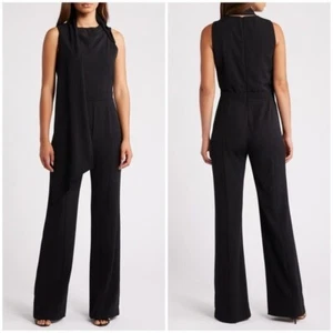 New Black Halo Enola Side Drape Sleeveless Jumpsuit Black Sz 10 - Picture 1 of 16