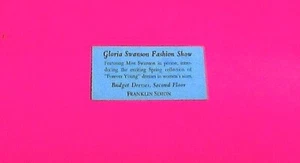 Vintage 1950's Ticket Stub Gloria Swanson Fashion Show Franklin Simon Dept Store - Picture 1 of 1