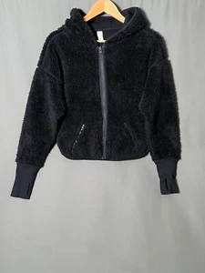 Athleta XXS Black Reversible Sherpa Full Zip Athleisure Hoodie - Picture 1 of 6