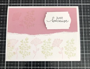 Card Set Of 4 Stampin Up Lovely You Pale Purple Flowers JUST BECAUSE - Picture 1 of 2