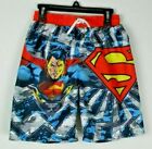 Superman Swimming Trunks Board Shorts Boy's/ Kid's Sz 10 Red and Blue Pool Swim 