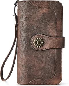 Womens Wallet Genuine Leather Large Capacity Wristlet Clutch Purse Credit Card H - Picture 1 of 12