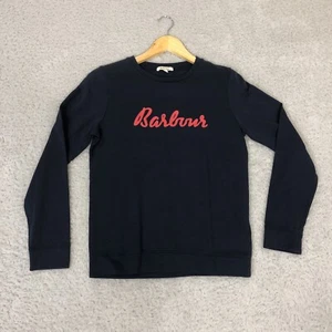 Barbour Jumper Sweatshirt Youth XL Navy Embroidered Spellout Logo Long Sleeve - Picture 1 of 15