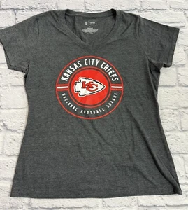 NFL Team Apparel KC Kansas City Chiefs Grey V Neck T-Shirt Womens Sz M - EUC - Picture 1 of 5