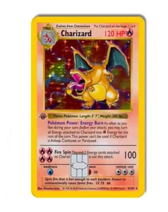 Pokémon Charizard 1. Edition ~ Kreditkarte Skin/Aufkleber einfache Installation ~ KLEINER CHIP - Bild 1 von 3