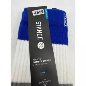 Stance Maytal Athletic Crew Socks Colorblock Blue White Gray Mens L/XL NEW - Picture 1 of 5