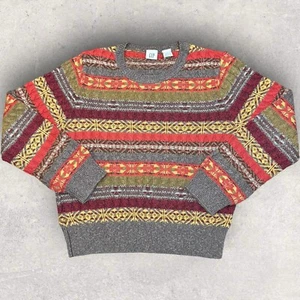 VINTAGE GAP Hand Knit 3D Sweater Adult Medium Nordic Crewneck USA MADE - Picture 1 of 9