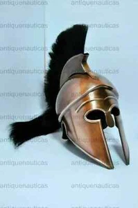 "Medieval Greek Corinthian Helmet with Black Plume Spartan Knight Armor" - Picture 1 of 2