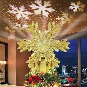 Christmas Tree Topper Light with Rotating LED Snowflake Projector - Picture 1 of 10
