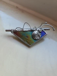 Sharon Sims Brutalist Mixed Metal Brooch Pin 1991 Called "ALPHA I" - Picture 1 of 6