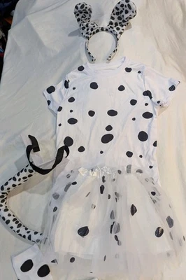 Dalmatian Costume Size 5-10 Kids Girls 101 Dalmatians Black White Halloween - Image 1 of 4