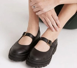 Madewell mary jane shoes size 9 Freya platform lug sole black leather Ret $158 - Picture 1 of 11