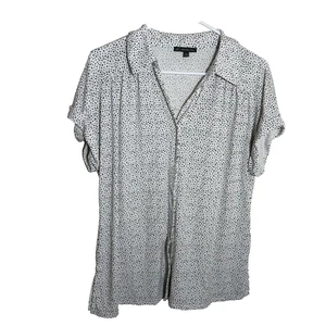 Adrianna Papell Bluse Damen großer V-Ausschnitt Kurzarm Knopfleiste Freizeit - Bild 1 von 8