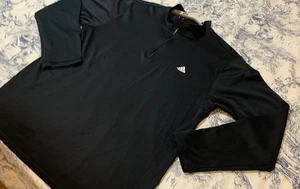 Adidas XL schwarz Quarter Zip 3 Streifen Trainingsanzug Oberteil Pullover Mesh atmungsaktiv - Bild 1 von 8