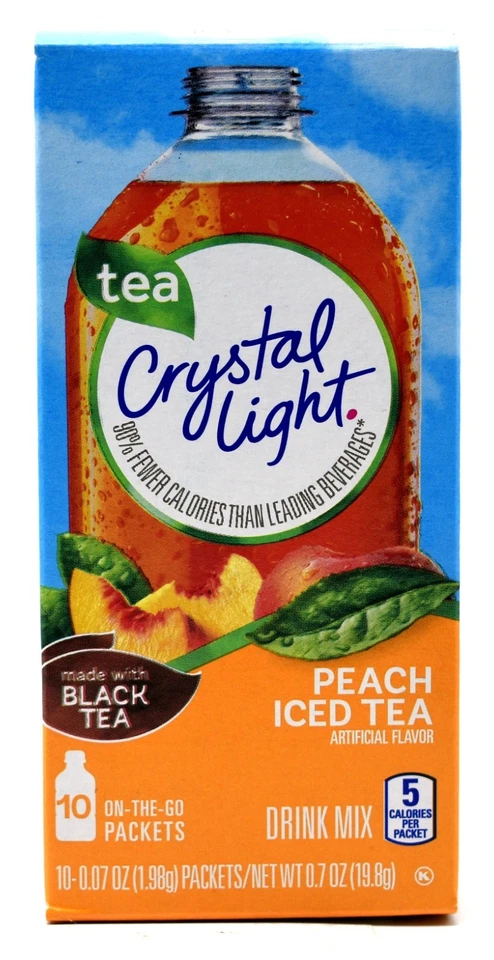 Crystal Light On The Go Peach Iced Tea Drink Mi Packets 0.7 oz (19.8g) A