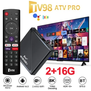 TV98 TV Stick Android 14 ATV WiFi Smart HD 8K 3D TV Box Media Player 2GB+16GB UK - Picture 1 of 28