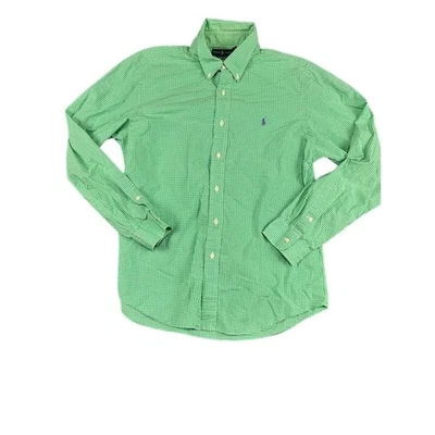Para hombres Ralph Lauren Slim Fit XL Manga Larga Cuadros Gingham Verde Vestido Camisa Exc Foto 1 de 4