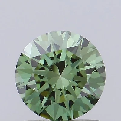 Round 1.08ct Fancy Vivid  Green VS2 CVD IGI Loose Lab Grown Diamond - Image 1 of 3