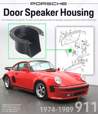 Carcasa de altavoz de puerta original Porsche 911 930 Carrera 1974-1989 91155521700 Foto 1 de 2