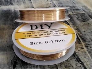 Copper Jewelry Wire, Long Lasting Plated, Light Gold, 0.4mm, 10 mtr. - Picture 1 of 1