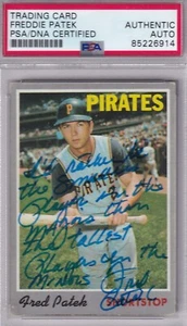 Freddie Patek 1970 Topps RARE INSCRIPTION SIGNED PSA/DNA AUTOGRAPHED Royals JSA - Picture 1 of 5