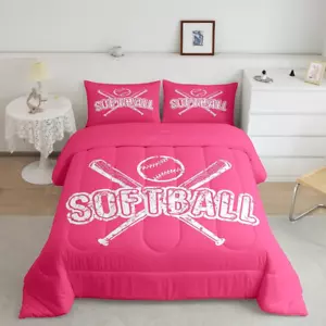 Softball Comforter Set,Sports Gaming Bedding Set for Kids Girls Women,Adults Spo - Picture 1 of 6