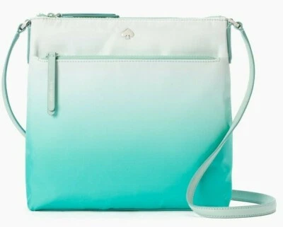 Bandolera plana Kate Spade Jae Degrade Fiji verde nailon WKRU6799 NUEVA CON ETIQUETAS PRECIO DE VENTA SUGERIDO POR EL FABRICANTE $189 Y Foto 1 de 4