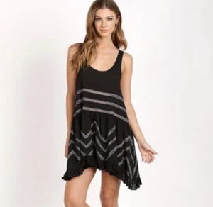 Free People Intimately XS Black Polka Dot Lace Voile Trapeze Slip Dress Boho - Picture 1 of 8