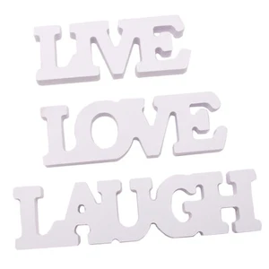 3er Set Schriftzug Holz Love Live Laugh Aufsteller Buchstaben Tisch Wand - Bild 1 von 9