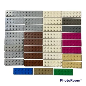 35 LEGO Parts Pieces 2x6 Plate #3795 Gray Brown White - Picture 1 of 4