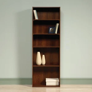 71" Tall Adjustable Framed 5-Shelf Wood Bookcase Storage Shelving Brook Cherry - Picture 1 of 9