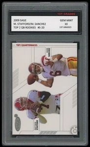 MATTHEW STAFFORD/MARK SANCHEZ 2009 SAGE SQUARED 1ST GRADED 10 DUAL ROOKIE CARD - Picture 1 of 1