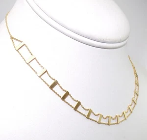 10K Yellow Gold Modernist Bar Adjustable Choker Collar Necklace 16" FZZ - Picture 1 of 4