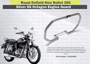 "Protector de motor Royal Enfield octágono plateado"" para nueva bala 350 - Imagen 1 de 6