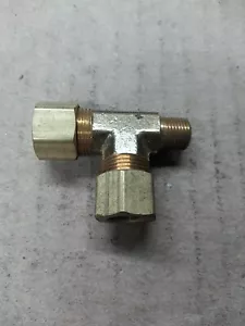 371-06-02-06 Brass 3/8" Compression Pipe Run Tee Fitting x 1/8 Male NPT - Picture 1 of 1