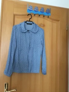 Damen Bluse blau mit weißen Punkten Größe S - Bild 1 von 4