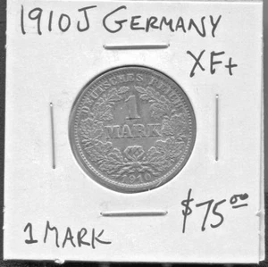 GERMANY* - FANTASTIC HISTORICAL WILHELM II SILVER MARK, 1910 J - Picture 1 of 2