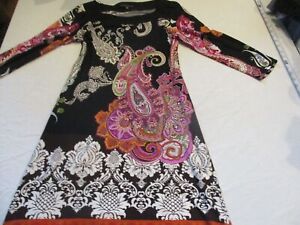 Womens tiana b. black purple paisley multicolored dress sz s