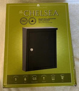 Architectural Mailboxes "The Chelsea" Black Wall-Mounted Locking Steel Mailbox - Picture 1 of 5